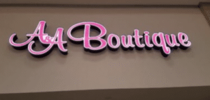 Channel sign for indoor boutique